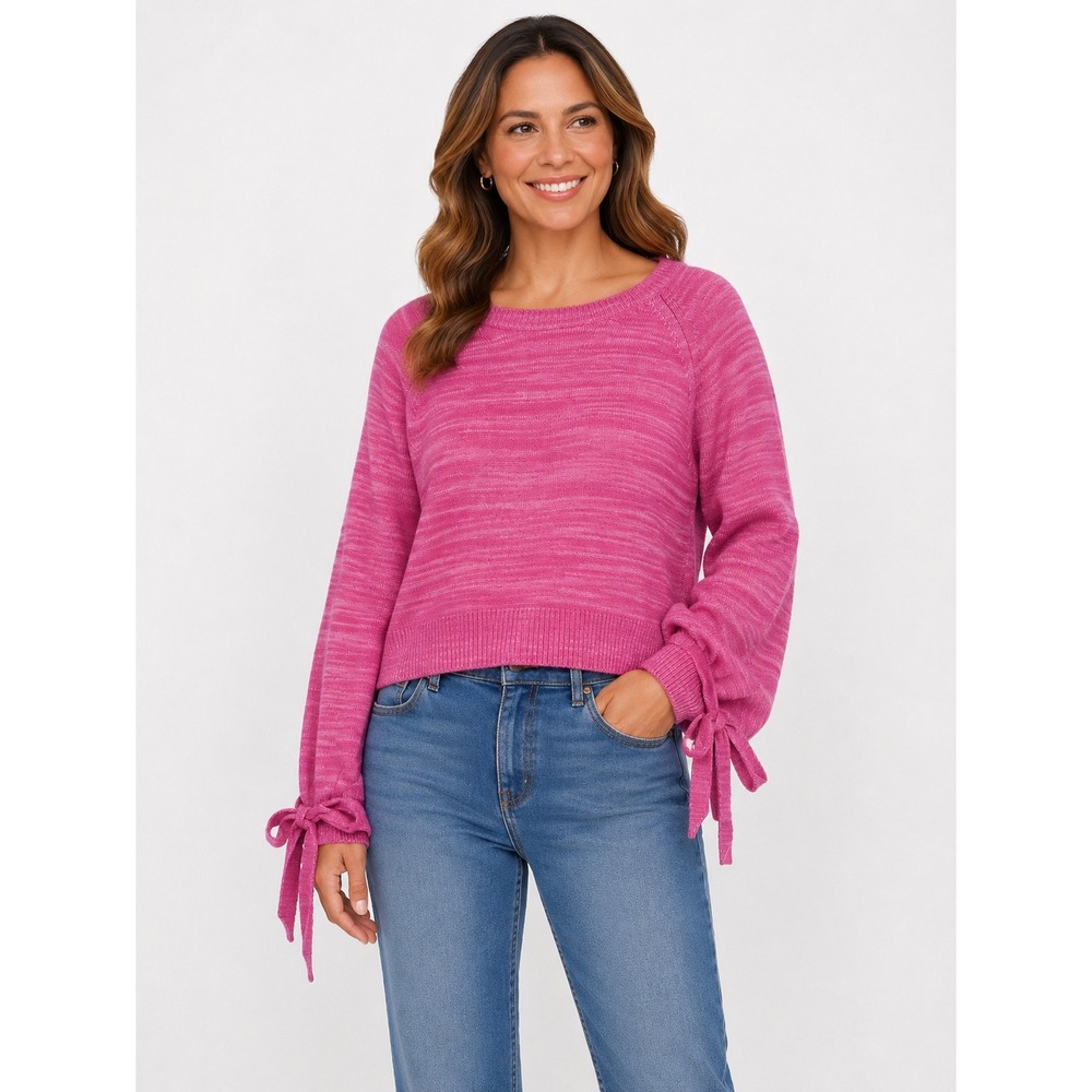 J.Crew Collection Sweater Large Pink Alpaca Wool Bell Sleeve Tie Couqette Preppy